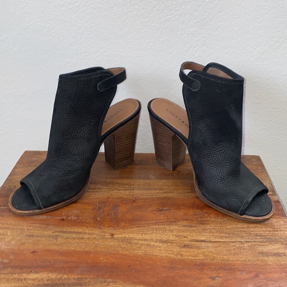 Lucky Brand Lisza Black Heels Sandals 7 - Picture 6 of 9